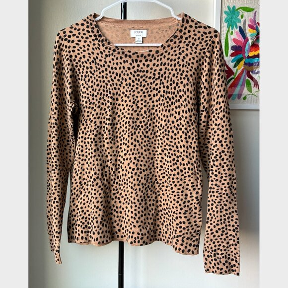 J. Crew NWT Cheetah Teddie Cotton Sweater - Size S - Picture 2 of 7